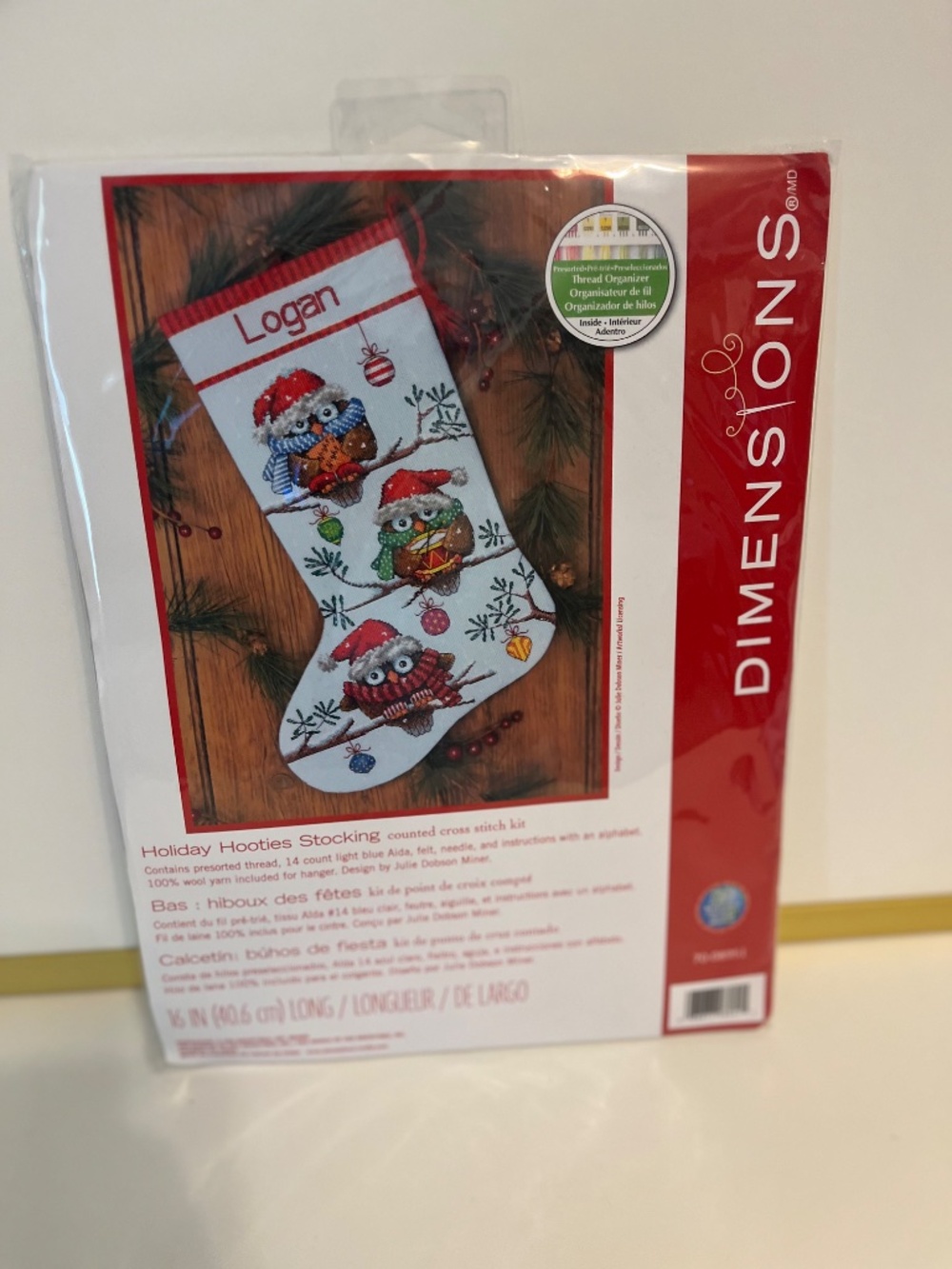 Dimensions Needlecraft Holiday Owls Personalized Stocking Cross Stitch Kit